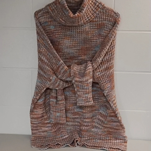 SO  XL Pastel Chunky Knit Mock Cowl Neck Sweater Tunic Side Slits - Picture 11 of 11